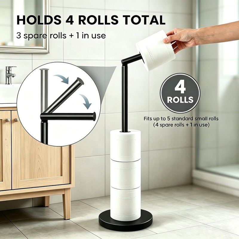 TSMIMTS Toilet Paper Holders Free Standing with Weighted Base, Non-Slip