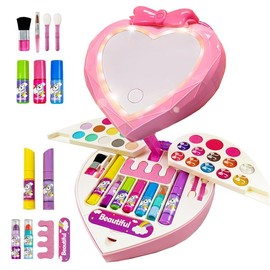 Magic Pink Mirror Make Up Toy Set Aged 3 4 5 6 Years Old:_Petal Makeup Box