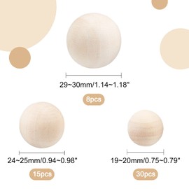 PH PandaHall 53 pcs 3 Sizes Wood Craft Balls, No Hole Wooden Ball Beads 20/25/30mm Unfinished Natural Wooden Craft Ball for DIY Projects Home Decoration