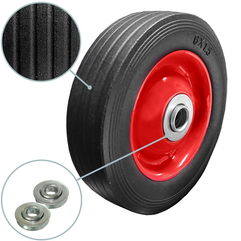 6" Wheel for Trolley or Cart with Metal Hub Centre