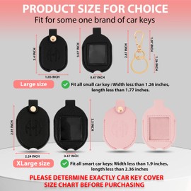 ANHBKAR Leather Car Key Fob Cover Sleeve Holder for Broken Keys – Smart Remote Protector Case with Keychain for Men & Women (Black 01, Large)