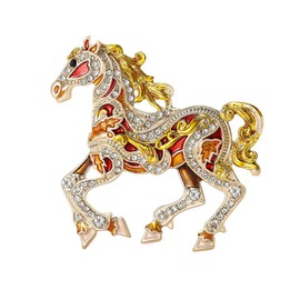 Horse Brooch Pin for Women Men,Crystal Rhinestone Western Brooch Jewelry,Enamel Horse Pin for Cowboy Hat, Coat, 2026 Year of the Horse Lucky Horse Gifts for Women