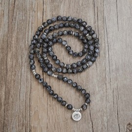 108 Mala Prayer Beads Bracelet Necklace with Evil Eye of Protection Charm Good Luck Yoga Jewellery, Stone