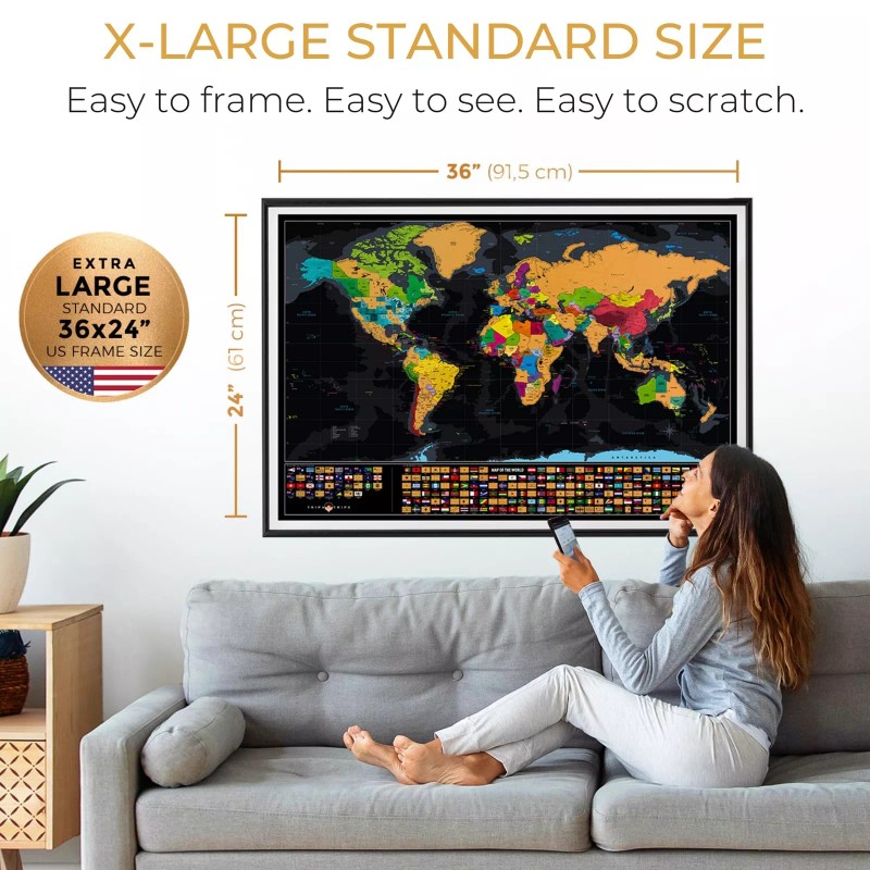 TRIPA TRIPS XL Scratch off World Map with All 233