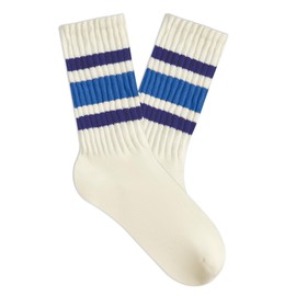 American Trends Womens Crew Socks Striped Athletic Socks Vintage Slouch Solid Color Mid Calf Tube Socks 1Pack-Purple Blue