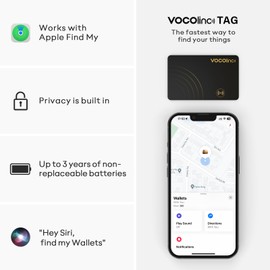 VOCOlinc 2 Pack Wallet Tracker Card, Smart Bluetooth Item Finder-Locator Item Compatible with Find My (iOS only), IP67 Waterproof, Locator for Wallet, Luggage, Suitcase, Bag, Backpack&More, Ultra-Thin