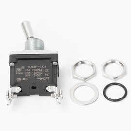 IP67 Waterproof Toggle Switch 15A 250VAC, 30A 12VDC, ON-OFF, 2 Screw Terminals, AC/DC