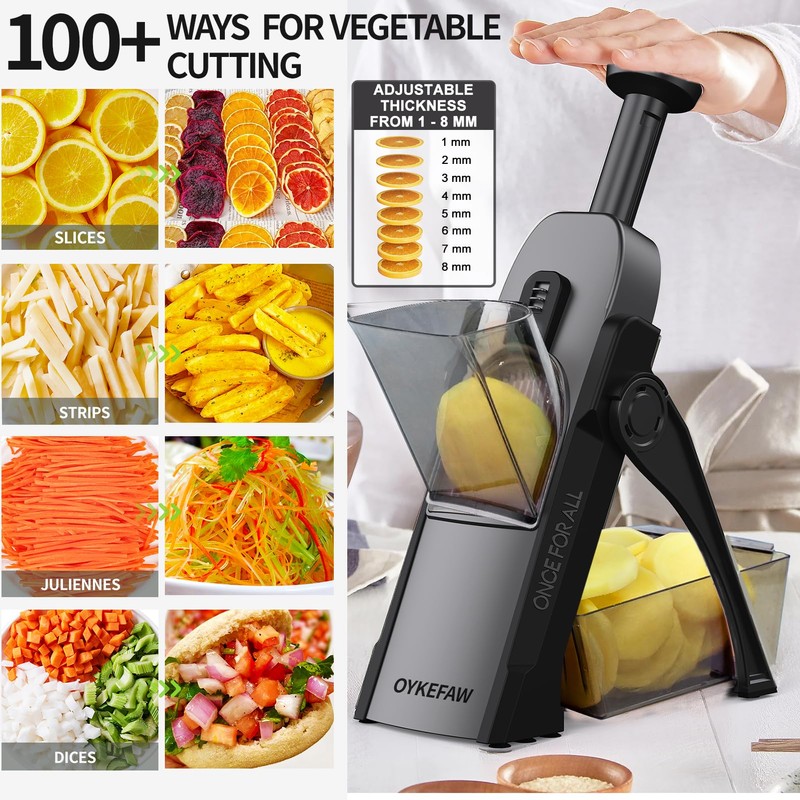 Safe Mandoline Slicer for Kitchen, 5 in 1 Vegetable Chopper,