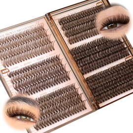 JIMIRE Brown Lash Clusters 6 Styles Mixed D Curly Eyelash Clusters Natural 476Pcs Fluff Cluster Eyelash Extensions Wispy Brown Cluster Lashes Extensions for Everyday Wear(30D+40D+50D+60D+80D+100D)