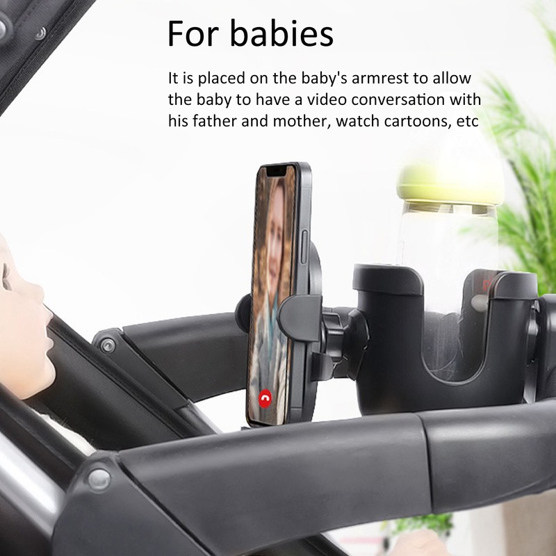 Black Stroller Cup Holder 360 Degrees Rotation Universal Drinks Holder
