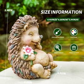 Kunkeinson Hedgehog Statue, Indoor Outdoor Decors, Art Decoration in Home Patio Lawn Yard Garden Bedroom Living Room, Cute Fairy Sculptures Ornament for Mom Grandma Women Gift for Day (M)
