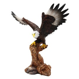 Ebros 7" Tall Bald Eagle Descending On Tree Branch Decorative Figurine As Patriotic Home And Office Decor Perching Eagles Wings Of Glory American Emblem Freedom Statues And Figurines