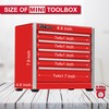 P.I.T. Mini Red Tool Box, Portable 3 Drawer Steel Stackable