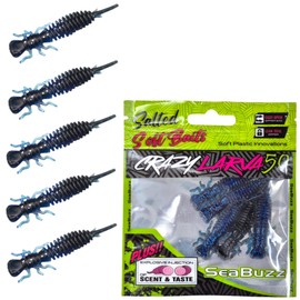 SEABUZZ Rubber Fish Fishing Lure Set Larva 5 Pieces x 50 mm - Rubber Bait for Trout & Pike & Zander - Catfish & Perch Artificial Bait - Predatory Fish Fishing Set - Freshwater and Saltwater Fishing