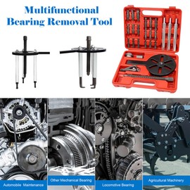 HQSSWUCH Bearing Puller Set, 21 in 1 Multi-Function Bearing Removal Tool, Bearing Disassembly Puller with Red Storage Box, for Repair Motorbikes, Cars and More Mechanical Equipment.