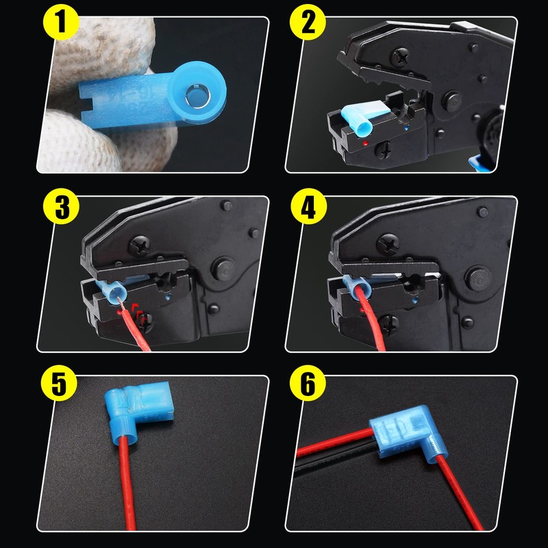 Twidec/110Pcs Nylon Flag Spade Female Insulated Terminals 22-18 18-14 12-10