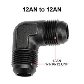 EVIL ENERGY 12AN Male to Male Flare 90 Degree Union Coupler Fitting Coupling Aluminum Black