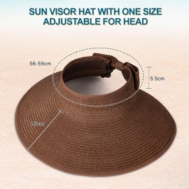 BellaGesundheit Women's Sun Hat, Foldable Straw Hat with Wide Brim, UV Protection UPF 50+, Summer Hat for Beach and Outdoor Activities (Dark Brown), dark brown, Unit size
