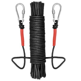 UTOMAG Fishing Salvage Rope with 2 Carabiners - 20 m All-purpose Rope - Outdoor Rope, Mooring Line, Garden Rope, Braided Lead, Search Rope for Magnetic Fishing, Outdoor, Campin (Diameter 6 mm, Black)