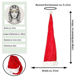 Ciffre Long Christmas Hat Santa Hat Red Plush with Glitter Dust X5