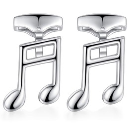 HONEY BEAR Men's Wedding Music Note Quaver Cufflinks Stainless Steel Cuff Links Silver Reusable, Copper, No Gemstone