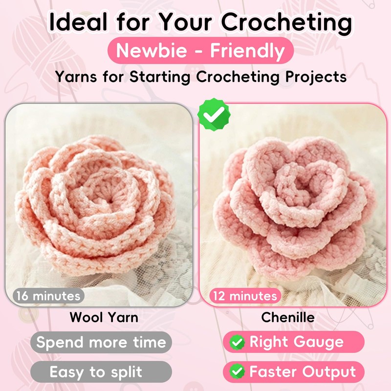 Thick Soft Chunky Chenille Yarn 4x50g Fluffy Wool Perfect for