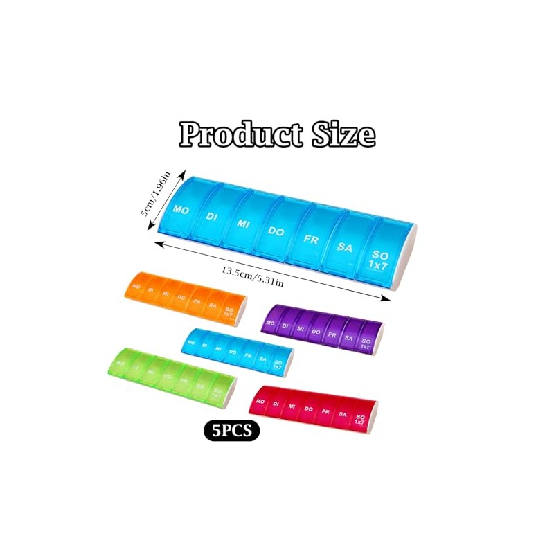 5 x 7-day pill box, small pill box with compartments,
