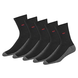 NAVYSPORT 5 Pairs Men's Crew Socks 13-15 Cotton Cushion (13-15, Black)