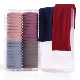 FHALLYNN Hair Ties for Women, Headbands for Women Set with 40 PCS Hair Bands for Women's Hair & Elastic Hair Ties,2PCS Head bands,Thick Hair Ties for Thick Hair (2in Neutral(40Ct)