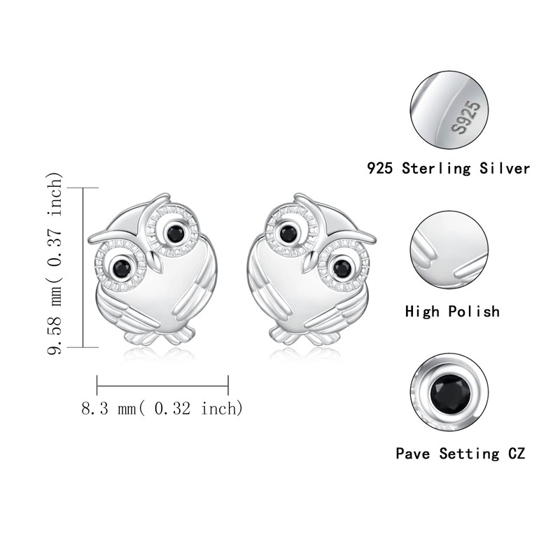Owl Gifts for Women 925 Sterling Silver Owl Stud Earrings