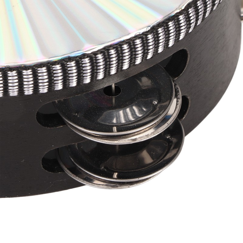 6 Inch Tambourines Double Row Melodious Polished Reflective Drum Hand