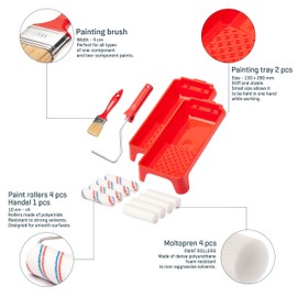 COMENSAL® Paint Set 8 Pieces - Paint Roller - Paint Tray - Renovation Set - Brush - Foam - Paint Roller - Painting Supplies - Made in EU