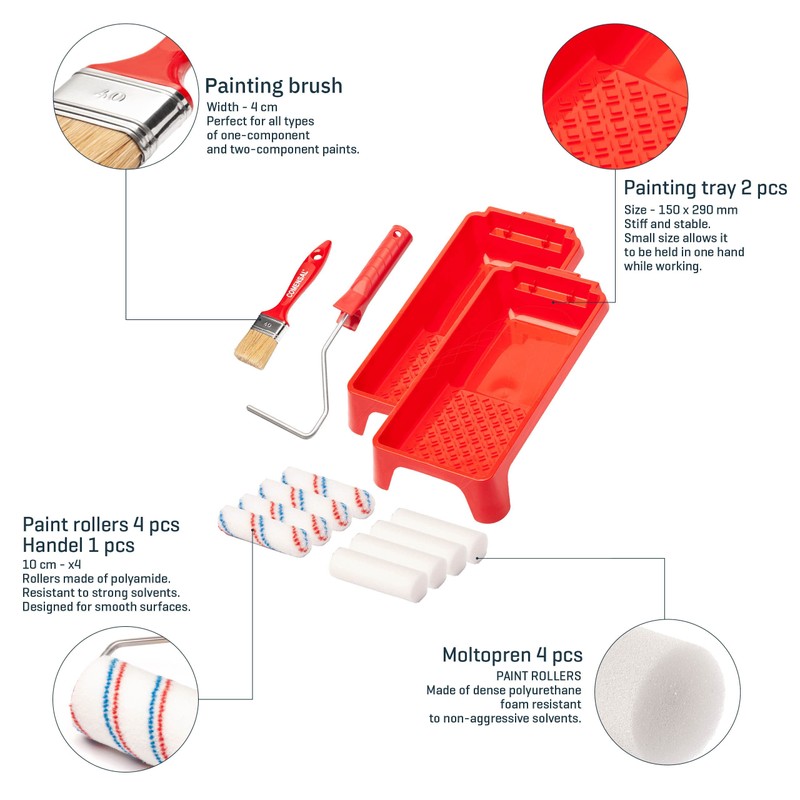 COMENSAL® Paint Set 8 Pieces - Paint Roller - Paint