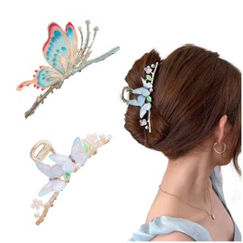 Pack of 2 Butterfly Hair Clips Kraeoke Fishtail Hair Clip Wheat Hair Clips Tulip Back Clip Large Flowers Hair Clip (Combination 4)