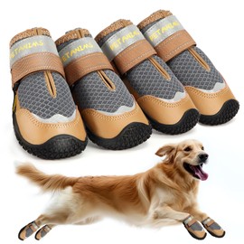 Petanims Dog Shoes for Large Dogs, Medium Dog Boots & Paw Protectors for Winter Snow, Breathable Dog Booties for Hot Pavement, Hardwood Floors Gray Size 3