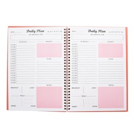 Business and Study Spiral Bound Daily Plan, Daily Task Planning 52 Sheets, Notebook with Habit Tracker, Notebook for Daily Planning, To Do List Notebook for Everyday Planning Bonus Stickers (Pink)