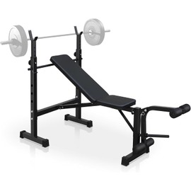 Adjustable Weight Bench, Olympic Workout Bench, Bench Press Set with Squat Rack and Barbell Rack, Versatile Strength Training Equipment for Home Gym