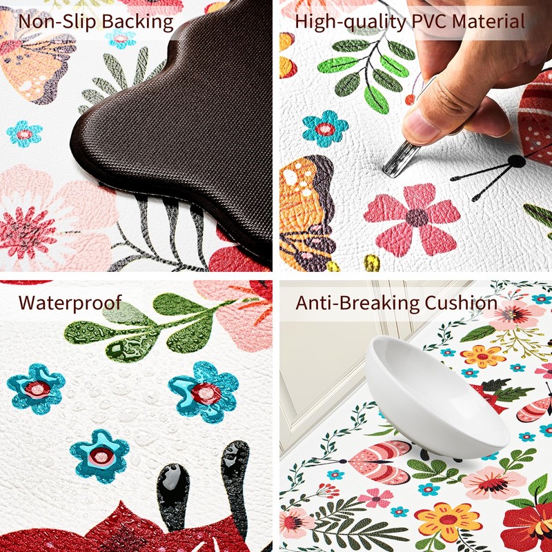 Kitchen Rugs, 2PCS Waterproof Kitchen Mats, Cushioned Anti Fatigue Kitchen