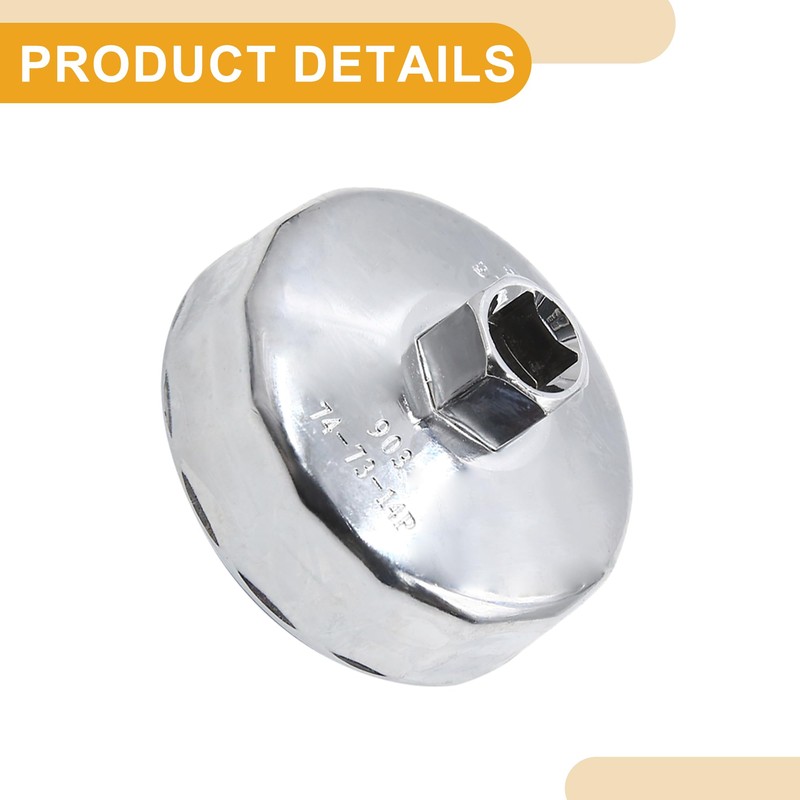Partuto 1 Pcs 73-74mm Universal Oil Filter Wrench - Steel