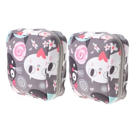 Ipetboom 2pcs Printing Portable Period Pouch with Zipper Design Compact Sanitary Napkin Storage Bag for Privacy and Convenience for Go Use