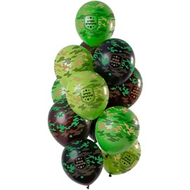 Folat 69331 Happy Birthday Balloons 30 cm Camouflage Colours Pack of 12 Latex Helium Balloons Birthday Decoration Assorted 30 cm