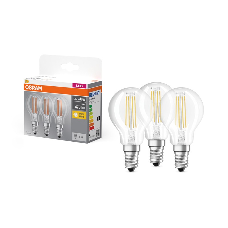 Osram LED Base Classic P Lamp, drop-shaped with E14 socket,