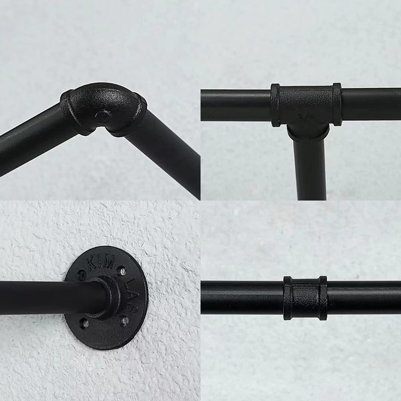 72inch Industrial Pipe Clothes Rack Wall Mount For Hanging Rod