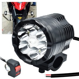 Vooda Motorcycle Led Driving Lights, 12-60V 18W 2500LM 6 LEDs Waterproof Off Road Work Light Spotlights With Switch, for ATV Bike Race 4x4Pickup Boat Truck Trailer.1-Pack (25W-6LEDs)