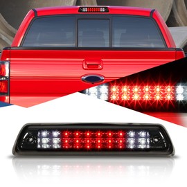 Auto Dynasty Dual Row Full LED 3rd Third Tail Brake Light with Cargo Lamp Compatible with Ford F150 Lincoln Mark LT 09-14, Chrome Housing Smoked Lens