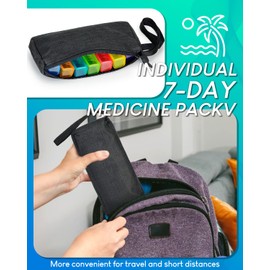 FRIWOLE Monthly Pill Organizer 2 Times a Day, with Weekly Pill Bag, Portable Hard Shell, Pill Cutter, Plastic Opening Pick, Monthly & Weekly Stickers, Convenient Medication Management and Tracking