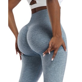 NORMOV 4 Piece Butt Lifting Workout Leggings for Women, Seamless Gym Scrunch Booty Lifting Sets(Black/Grey/Blue/Pink, S)