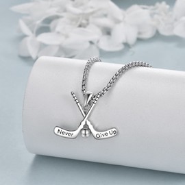 YFN Sports Necklace Sterling Silver Never Give Up I Can Do All Things Pendant Jewellery Sports Gifts for Women Men Boys Girls, Sterling Silver, No Gemstone