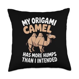 Origami Camel Folding Humor for Animal Art Fans Throw Pillow