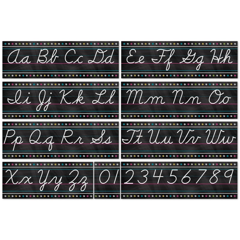Teacher Created Resources Chalkboard Brights Cursive Writing Bulletin Board Set